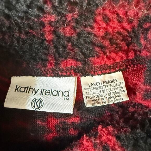 Vintage Kathy Ireland Plaid Jacket Coat Oversize Size L Fleece Warm Hunter Barn - Picture 7 of 7